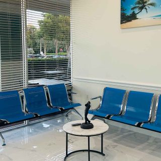 Reception area at Dental Blush offering consultation for veneers in Bonita Springs, FL