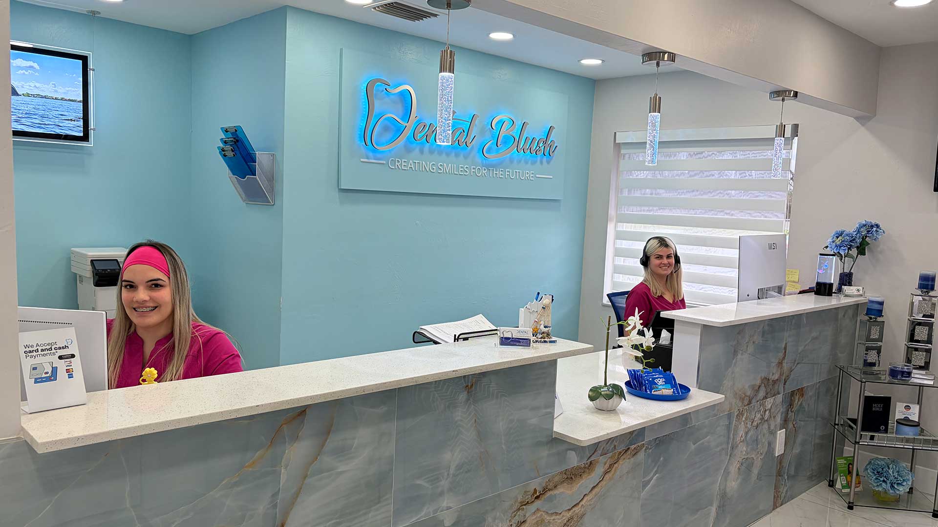 Dental Blush Cape Coral front desk and reception area