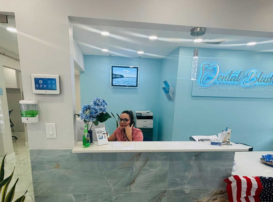 Dental Blush Cape Coral reception area for dry mouth evaluations and dental care