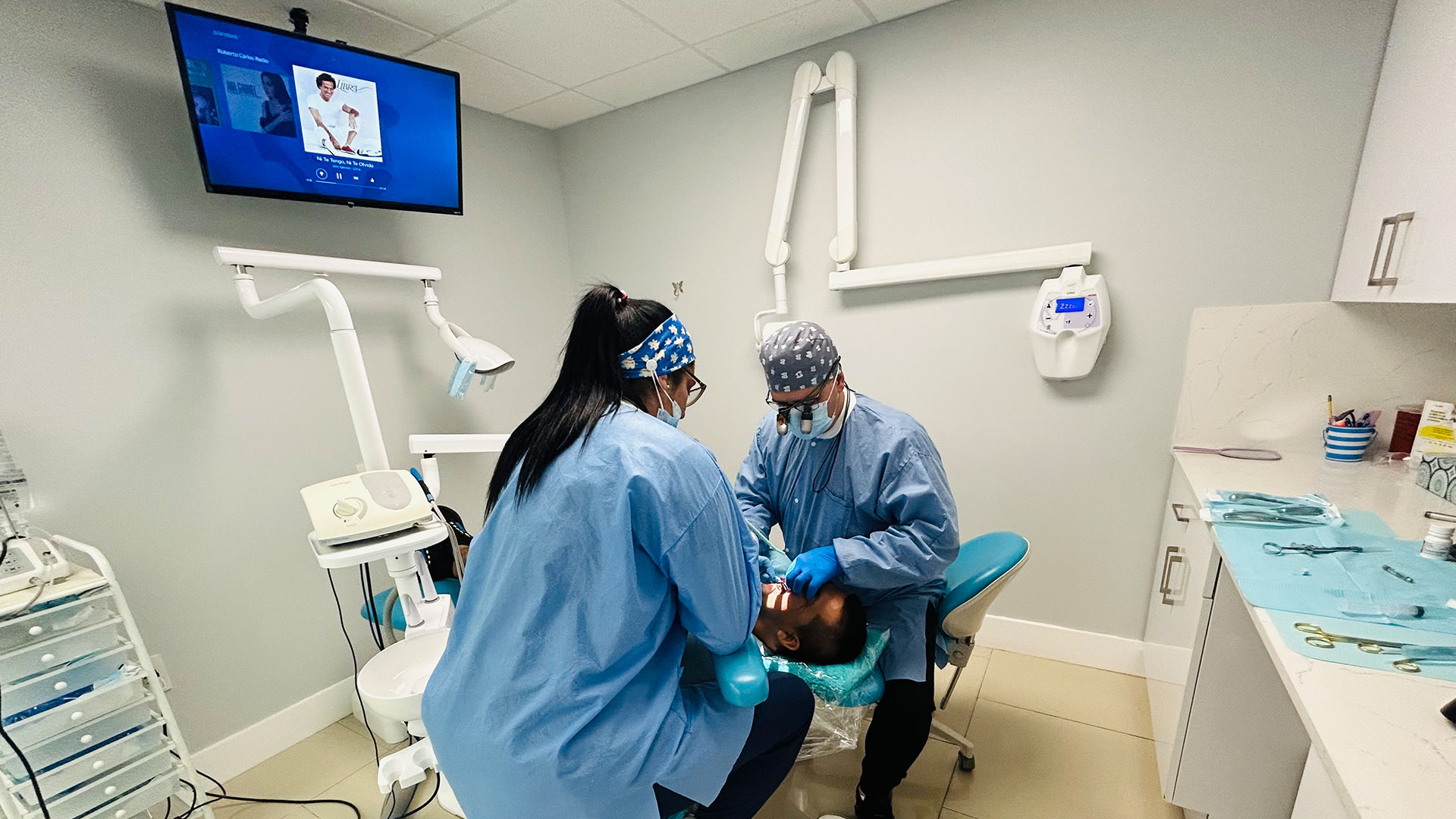 Dental crown treatment in Miami restoring a damaged tooth at Dental Blush Tamiami dental clinic