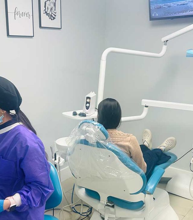 Jessica Morales providing dental hygiene care at Dental Blush